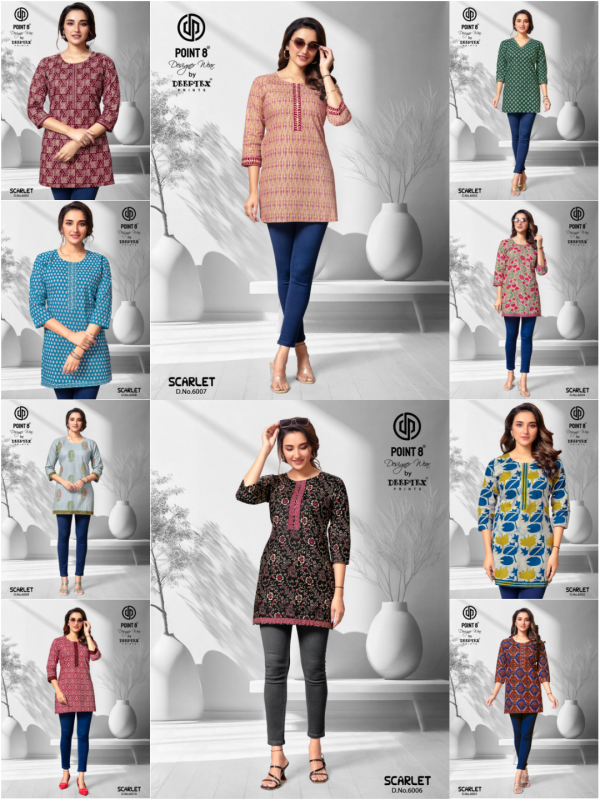 Deeptex Scarlet Vol 6 Cotton Poplin Short Kurti Collection